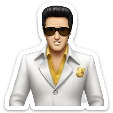 Elvis presley wearing a white suit  sticker