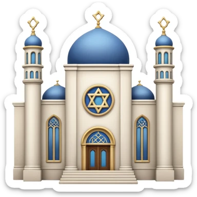 reform jewish synagogue similar in architecture to historical churches (pretty and magnificent), white in color, in ios emoji style sticker