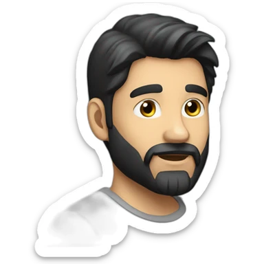 solo_beard_male_focus_black_hair, long hair sticker