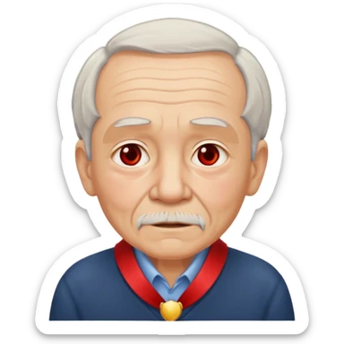 old man with red necklaced sticker