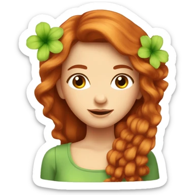fille rousse cheveux long avec yeux verts et une fleur dans les cheveux sticker