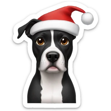Black Staffordshire female wearing Santa hat and Santa costume sticker