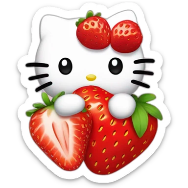 Hello kitty with a strawberry sticker
