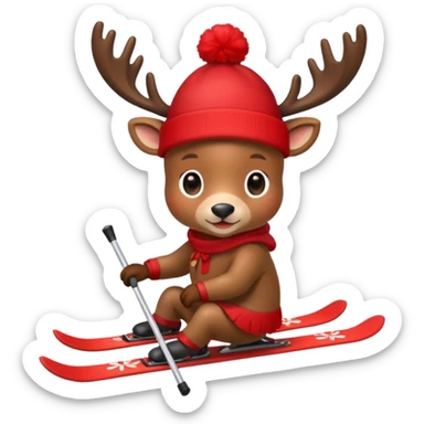 baby reindeer skiing sticker