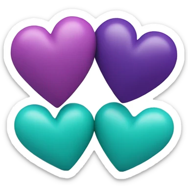 two hearts one teal one purple  sticker