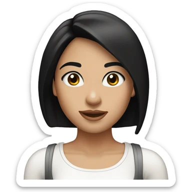 A girl with straight black hair with eyelashes and clear skin with a white tank top  sticker