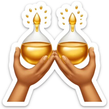 Golden liquid around the enjoying hands sticker