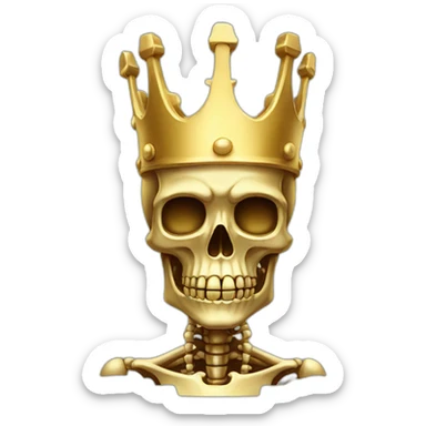 a golden skeleton with golden crown sticker