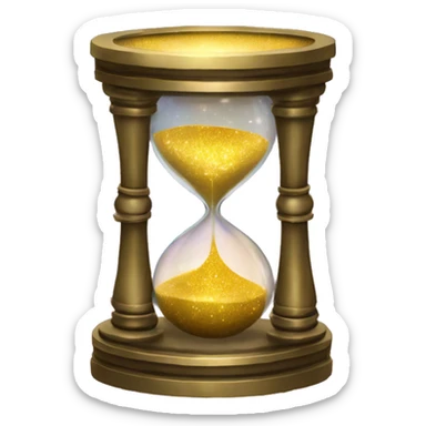 Gilded sparkling shimmering hourglass with nebula galaxy golden inside sticker