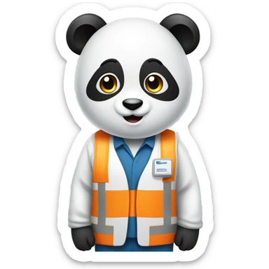 Panda wearing work wear sticker