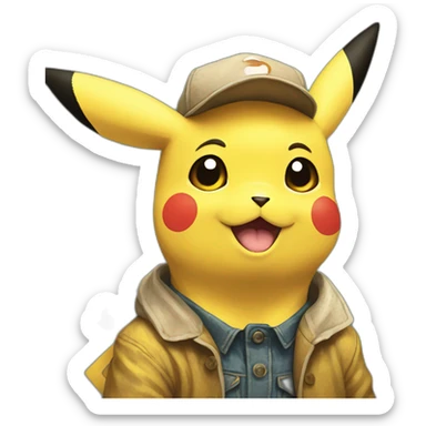 pikachu portrait van gogh sticker