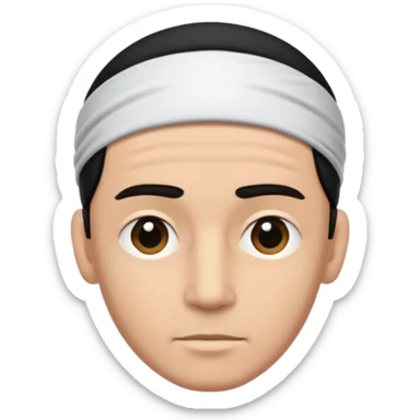 necesito la cara de un hombre con una vincha de color negro en la frente. la vincha tiene que ser angosta y tiene que estar en la frente del hombre, arriba de los ojos y abajo del pelo. sticker