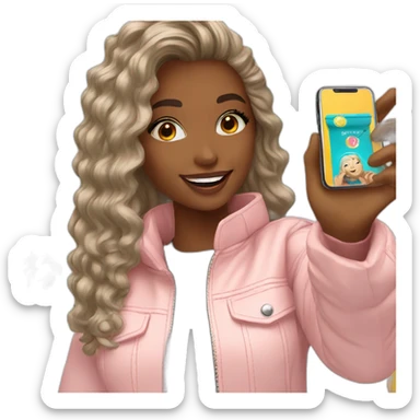 influencer taking selfie promoting a bright purchase sticker