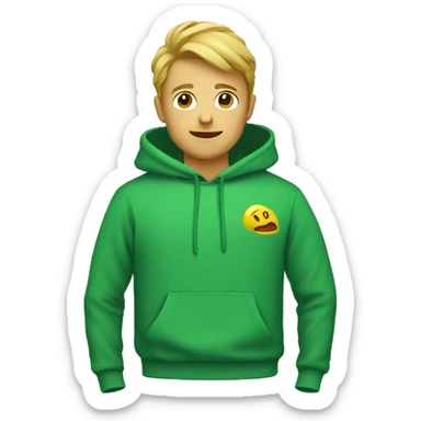 Green sweatshirt says SHIZ sticker