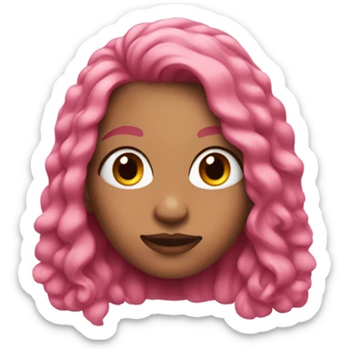 girl emoji with long pink hair and brown eyes with and eyebrow piercing on her left  sticker