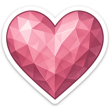 heart with a pink crystal effect, clean digital illustration, no background sticker