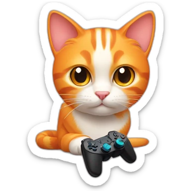 Orange cat with ps5 joystick  sticker