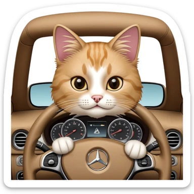 Cat driving in mercedes sticker