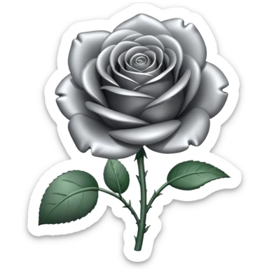 gray metal chrome rose, without green leaves, just flower sticker