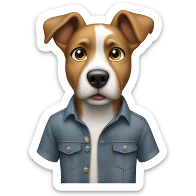 A dog wearing a grey shirt and blue jeans who has he’s hands in his pocket sticker