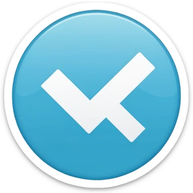 A small solid cyan-blue circle with a centered bright white check mark, clean and minimal, symbolizing trust and distinction sticker