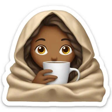 girl inside a blanket sipping coffee eyes closed sticker