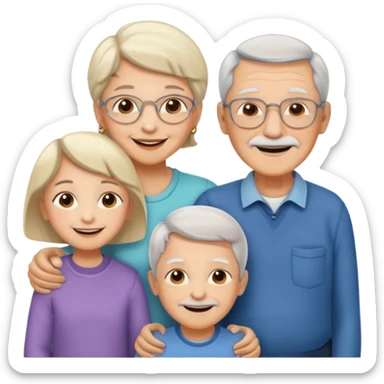 two kids light skin with her grand parents sticker