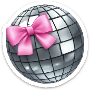 disco ball with pink bow on top sticker