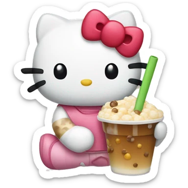 Hello kitty holding boba sticker