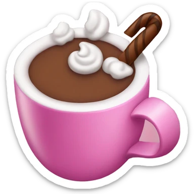 hot cocoa in a pink cup sticker