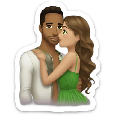kiss-kiss romeo santos and girl green eyes and very long dark blond hair sticker