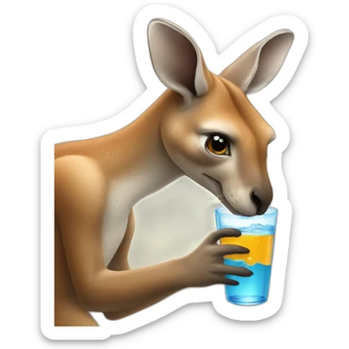 Kangaroo drink water sticker