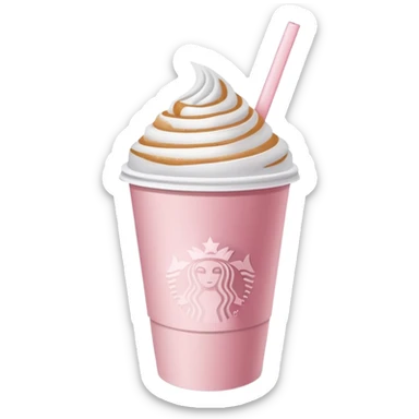 Starbucks pale pink paper cup of coffee with a straw sticker