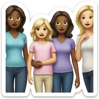 brunette woman and blonde woman as mothers to two girl children sticker