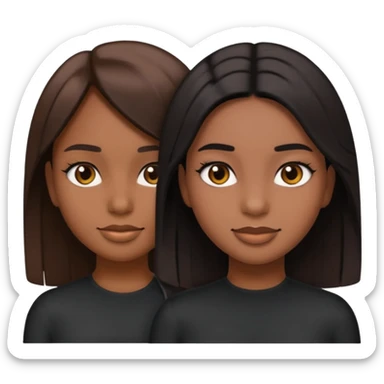 generate a strait and brown haired girl turning into a black and strait haired girl emoji sticker