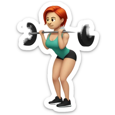 red-haired woman with undercut doing a deadlift sticker