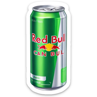 Red Bull can with green color palette sticker