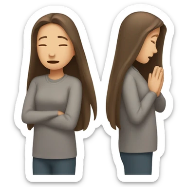 avec désespoir → Emoji brown-haired woman with long straight hair holding her hands in despair over her head sticker