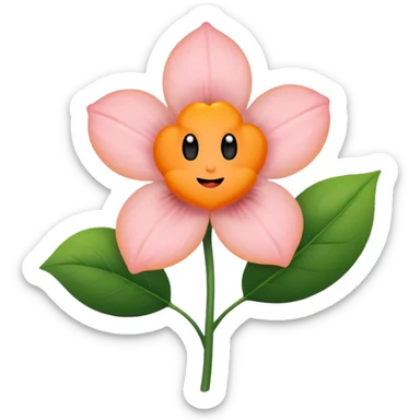 Green stem, white bud with black cartoony face: ;p. And six heart shaped yellowish orange petals sticker