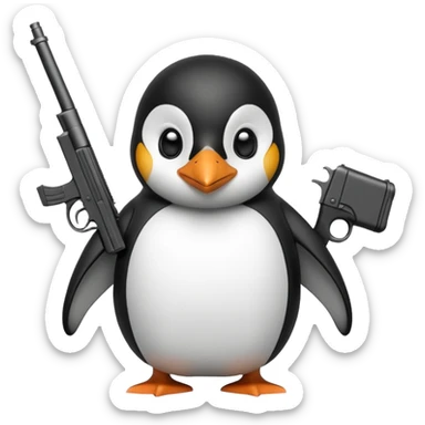 Penguin with gun sticker