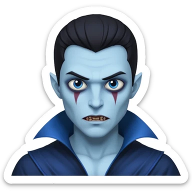 blue skined vampire man sticker