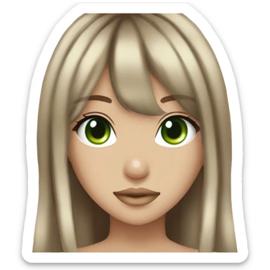 gyaru brown hair green blue eyes sticker