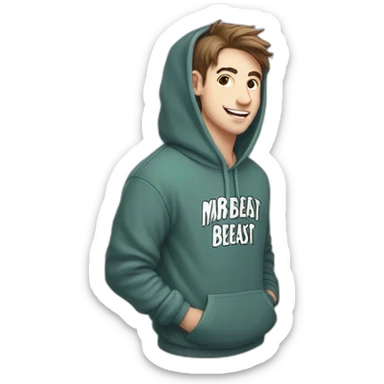 Mrbeast from youtube, hoodie with a text "MrBeast", original MrBeast sticker
