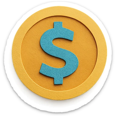 paper cutout style coin with the letter S sticker