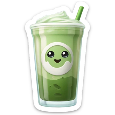 Iced matcha latte in a curvy y2k style glass  sticker
