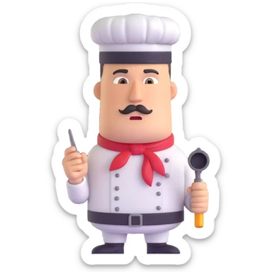 chef with a whistle, commanding pose, stern drill sergeant look sticker