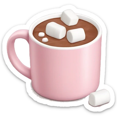 Light Pink mug of hot chocolate with marshmallows  sticker