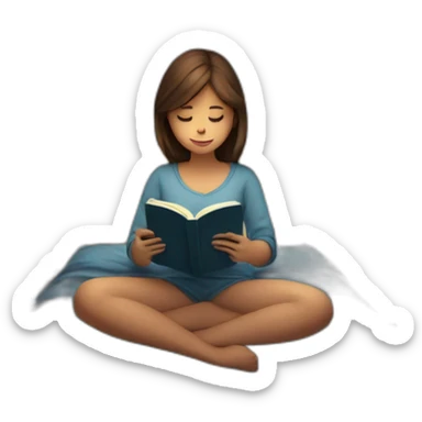 A lonely girl reading book in night sticker