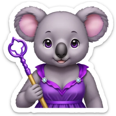 koala purple drees eyelashe magic wand sticker