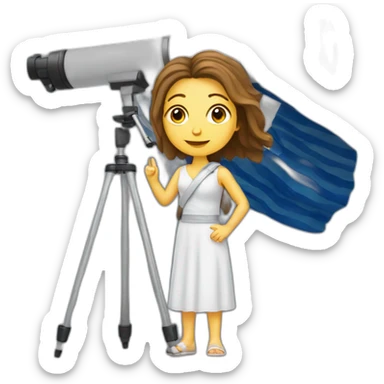 Woman with Greek flag and astronomy telescope sticker